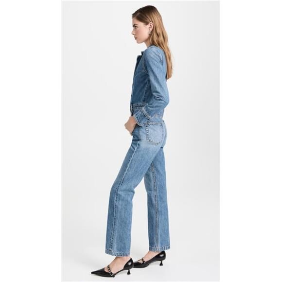 ASKK NY Denim Jumpsuit Jackson Designer Cabincore Off Duty Staple Women's - Picture 4 of 7